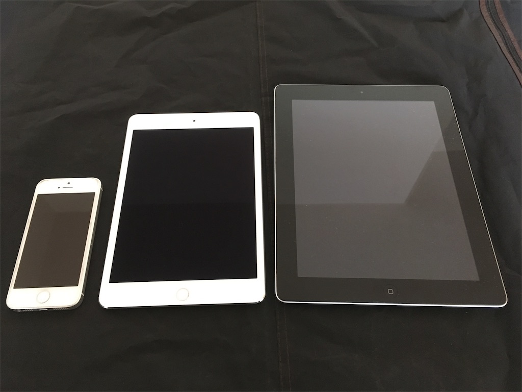 iPhone SE、iPad mini4、iPad 2の大きさ比較